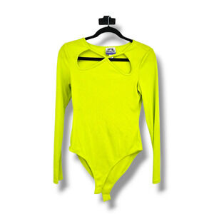 Future Collective X Kahlana Barfield Brown Ribbed Knit Bodysuit Neon Green Small